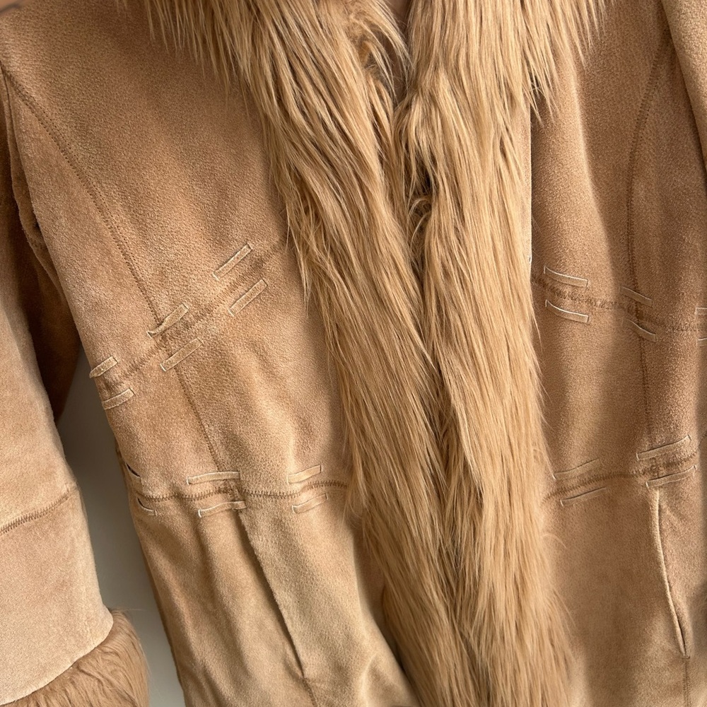 Penny Lane (Giacca) Vintage Leather Coat with Faux Fur Trim - Picture 6 of 10